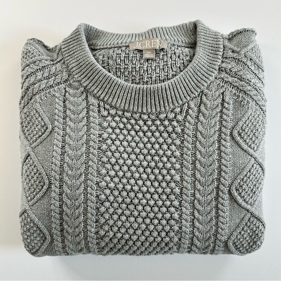 J. Crew Cotton Cable Knit Crewneck Sweater in Grey | XXL | EUC - Picture 1 of 10
